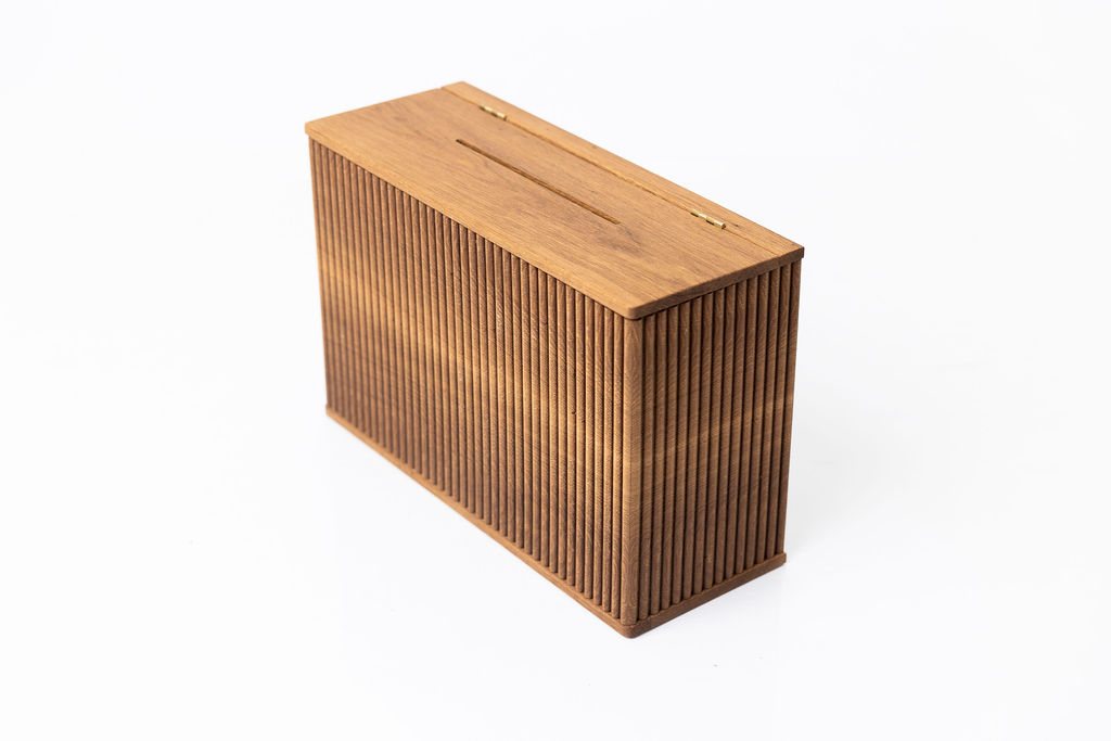 fluted donation box made of white oak