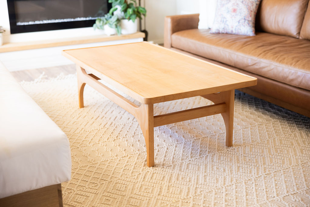 modern coffee table made of solid beech in natural finish